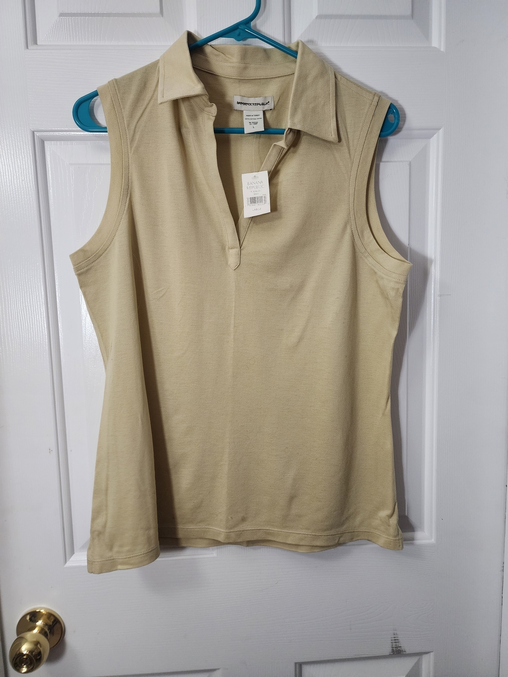 NWT - Banana Republic Sleeveless Polo Tank Top - Light Beige Sz L